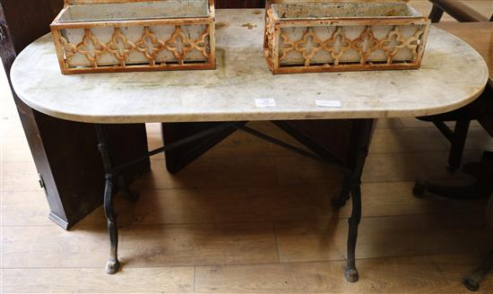 A garden table with marble top W.120cm